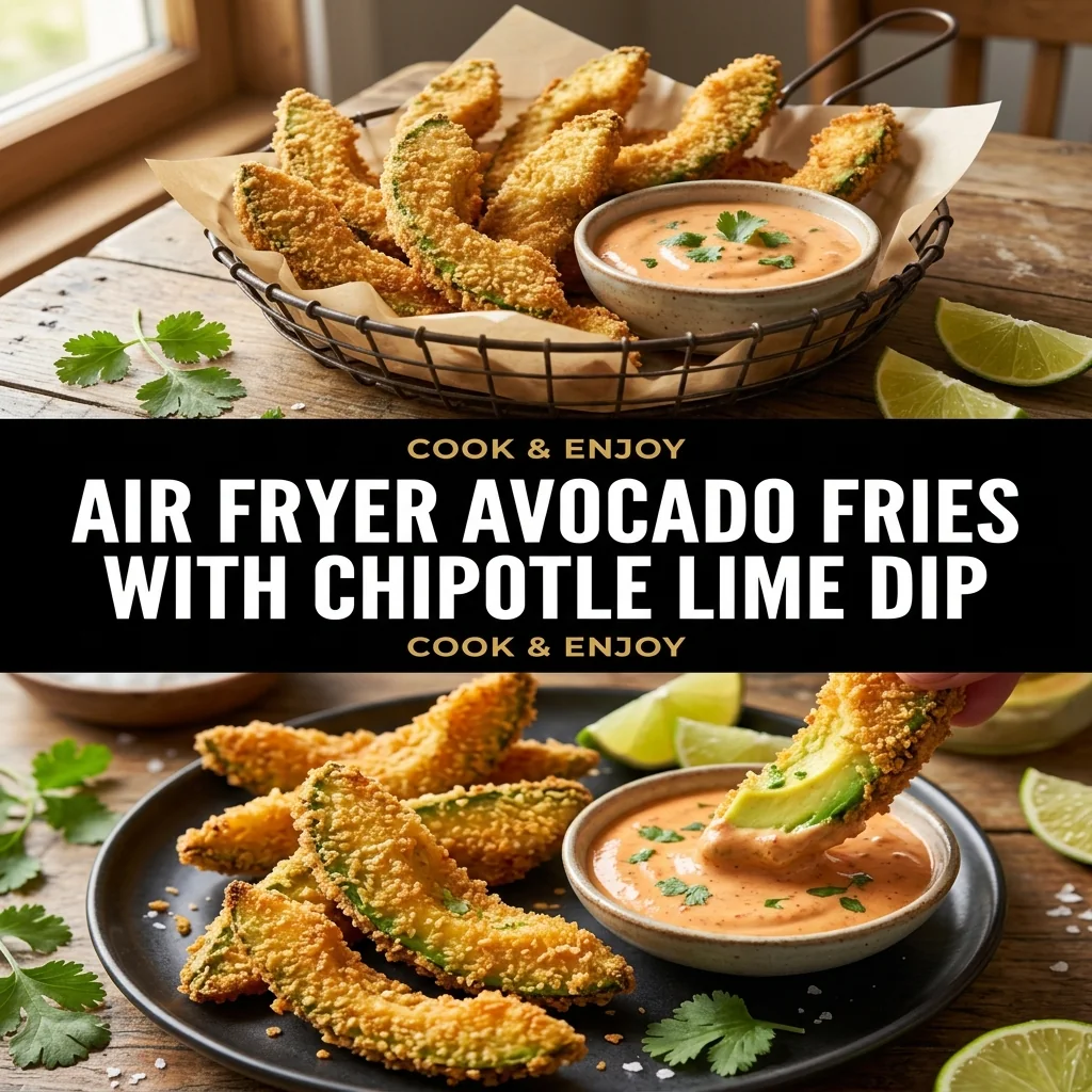 Air Fryer Avocado Fries with Chipotle Lime Dip food illustration