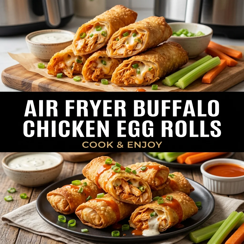 Air Fryer Buffalo Chicken Egg Rolls food illustration