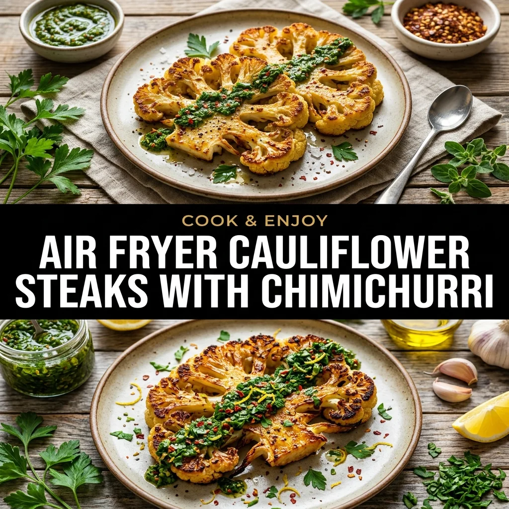 Air Fryer Cauliflower Steaks with Chimichurri food illustration