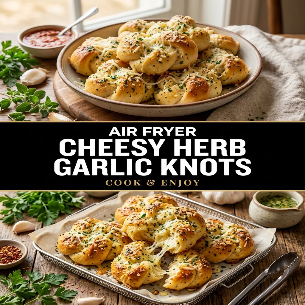 Air Fryer Cheesy Herb Garlic Knots food illustration