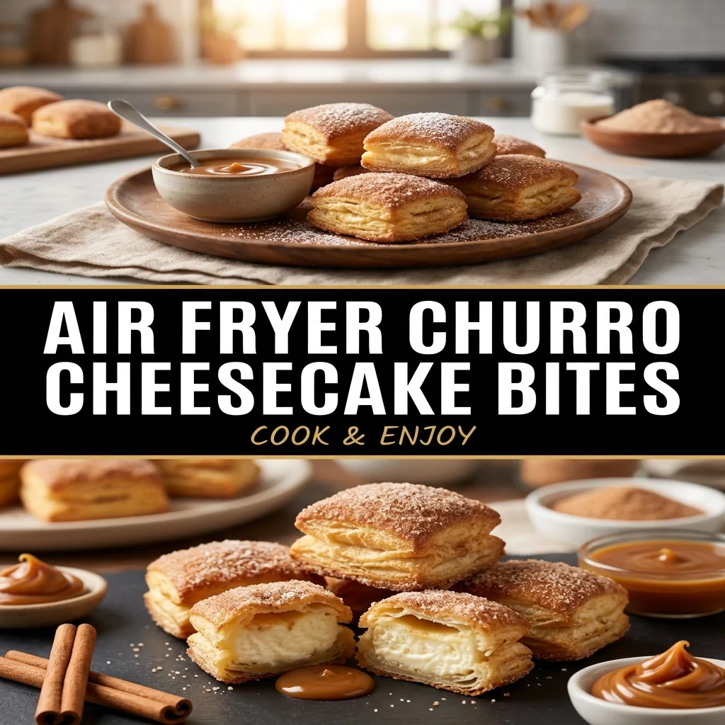 Air Fryer Churro Cheesecake Bites food illustration