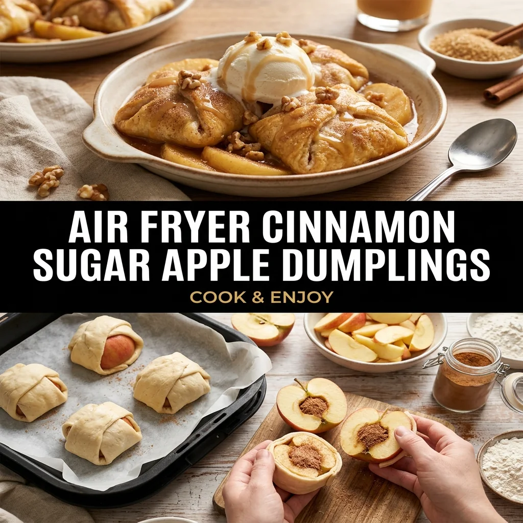 Air Fryer Cinnamon Sugar Apple Dumplings food illustration