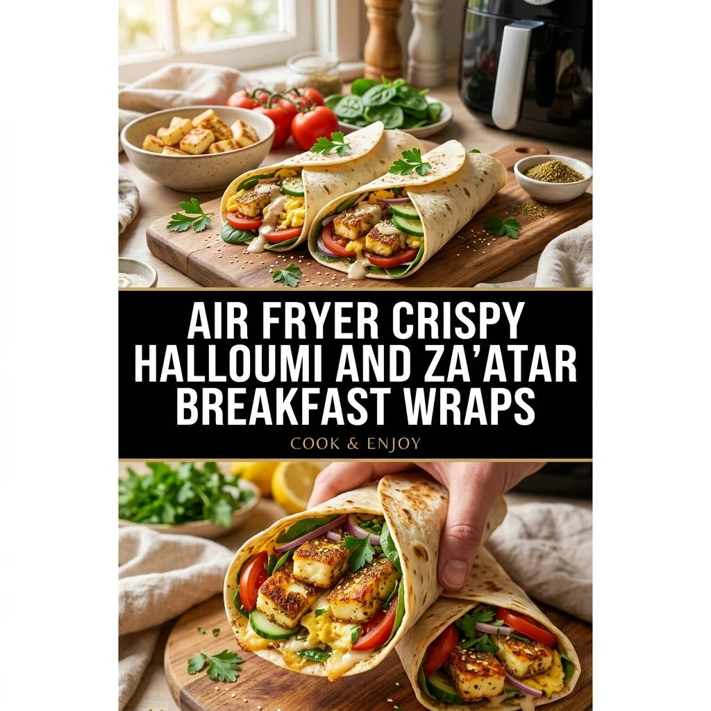 Air Fryer Crispy Halloumi and Za'atar Breakfast Wraps food illustration