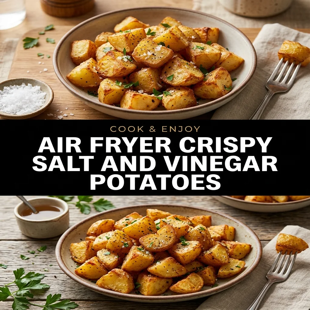 Air Fryer Crispy Salt and Vinegar Potatoes food illustration