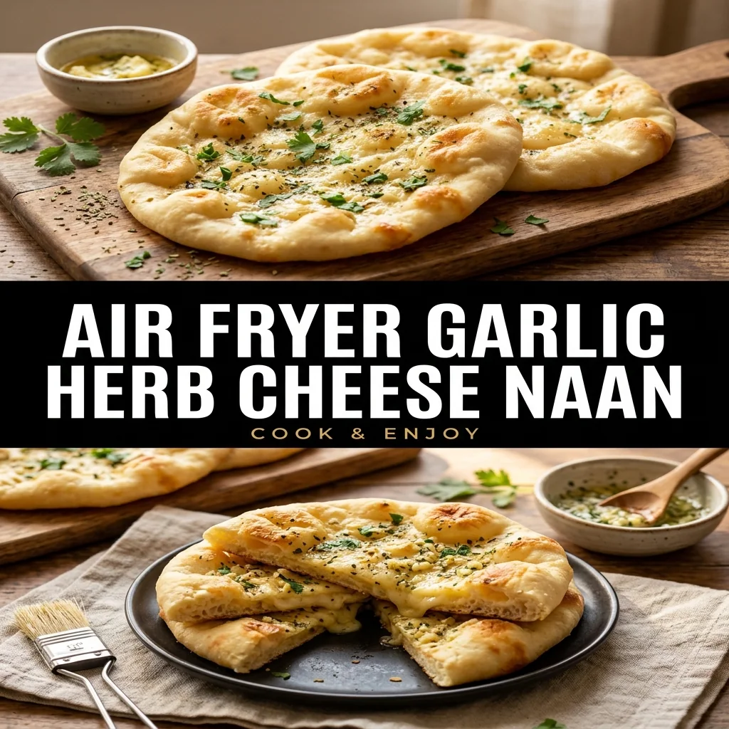 Air Fryer Garlic Herb Cheese Naan food illustration