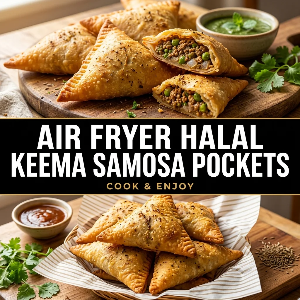 Air Fryer Halal Keema Samosa Pockets food illustration