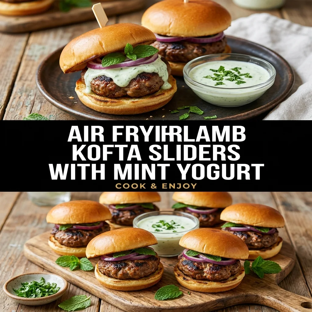Air Fryer Lamb Kofta Sliders with Mint Yogurt food illustration