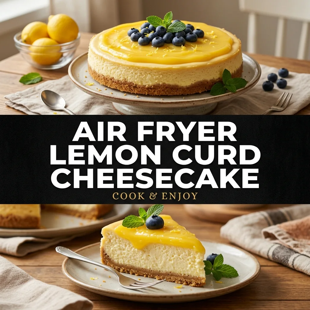 Air Fryer Lemon Curd Cheesecake food illustration