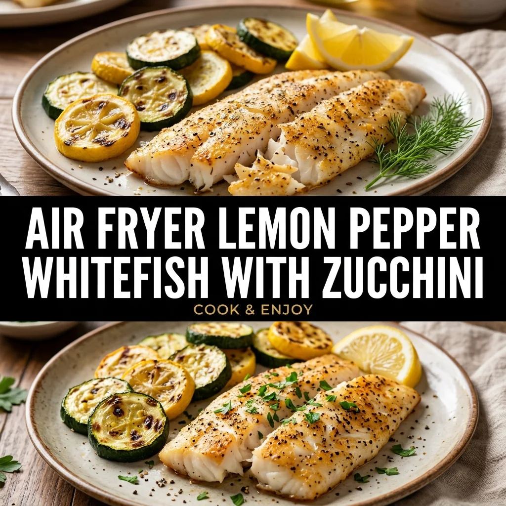 Air Fryer Lemon Pepper Whitefish with Zucchini food illustration
