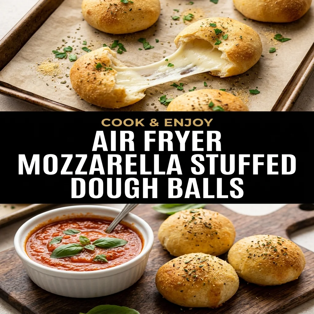 Air Fryer Mozzarella Stuffed Dough Balls food illustration