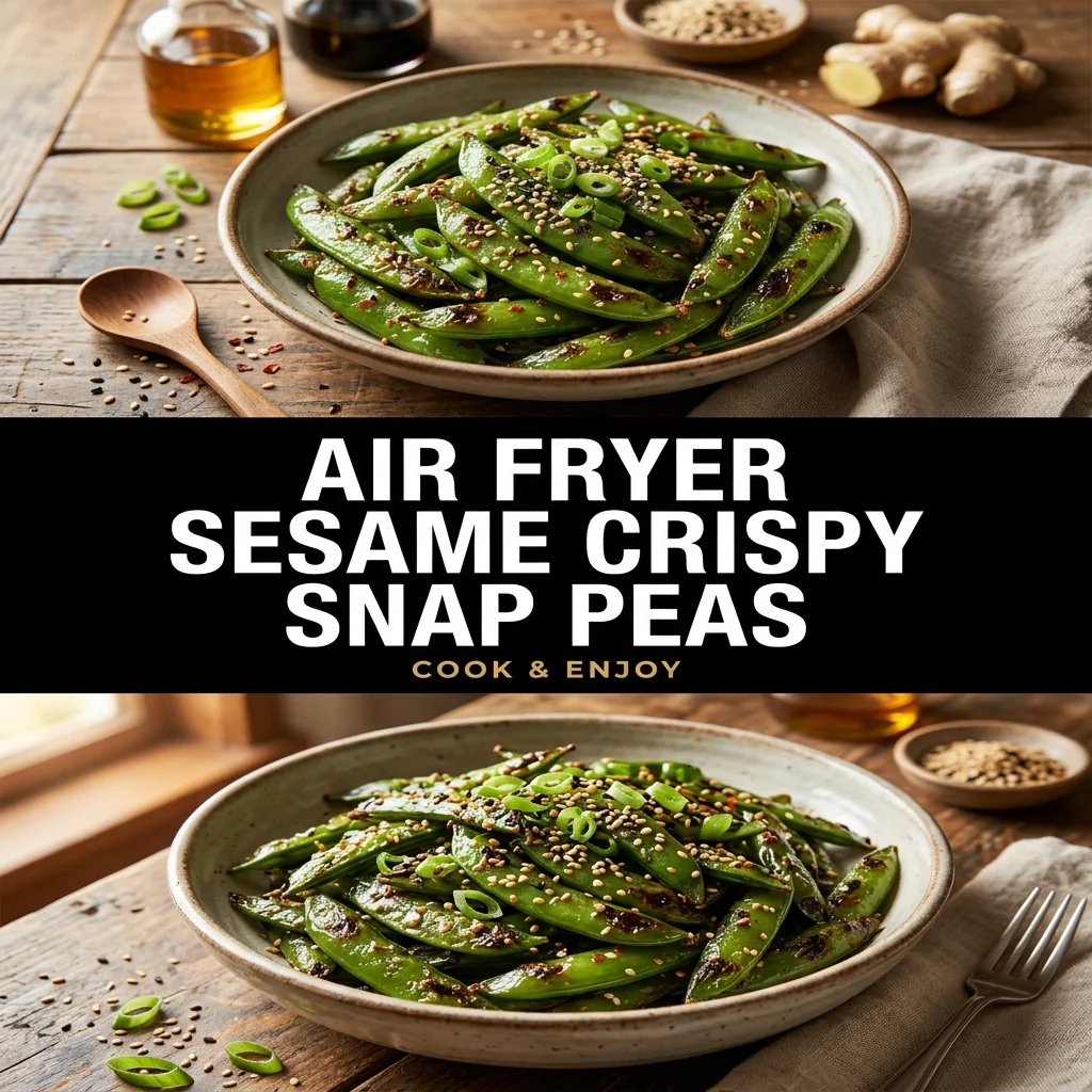 Air Fryer Sesame Crispy Snap Peas food illustration