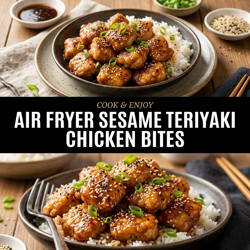 Air Fryer Sesame Teriyaki Chicken Bites food illustration