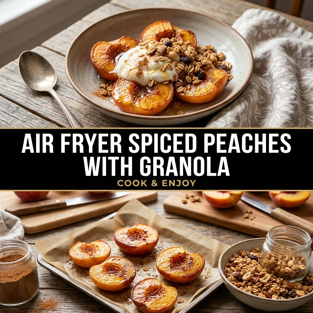 Air Fryer Spiced Peaches with Granola food illustration