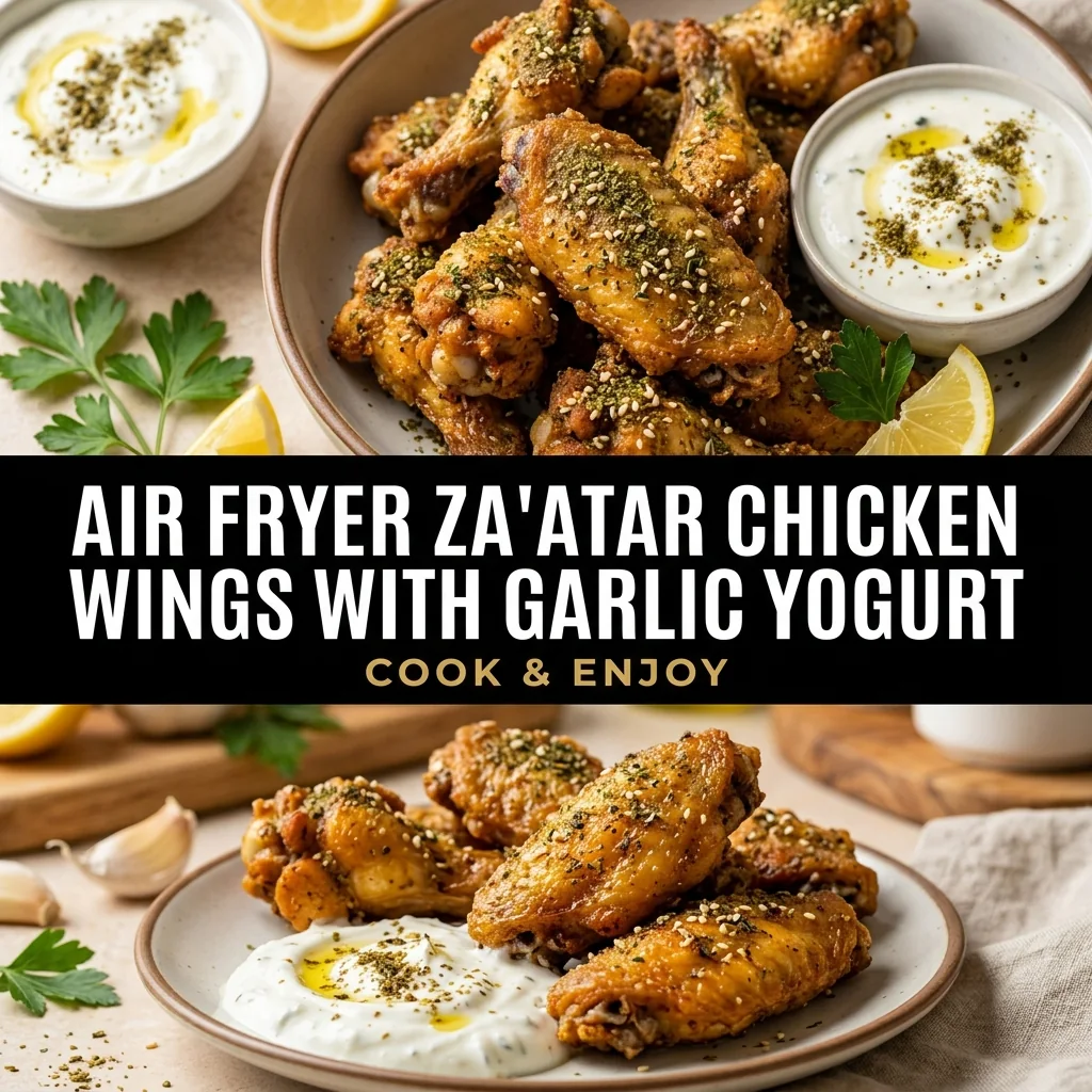 Air Fryer Za'atar Chicken Wings with Garlic Yogurt food illustration