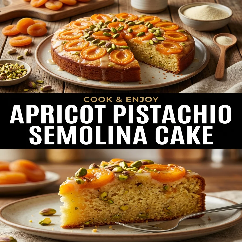Apricot Pistachio Semolina Cake food illustration