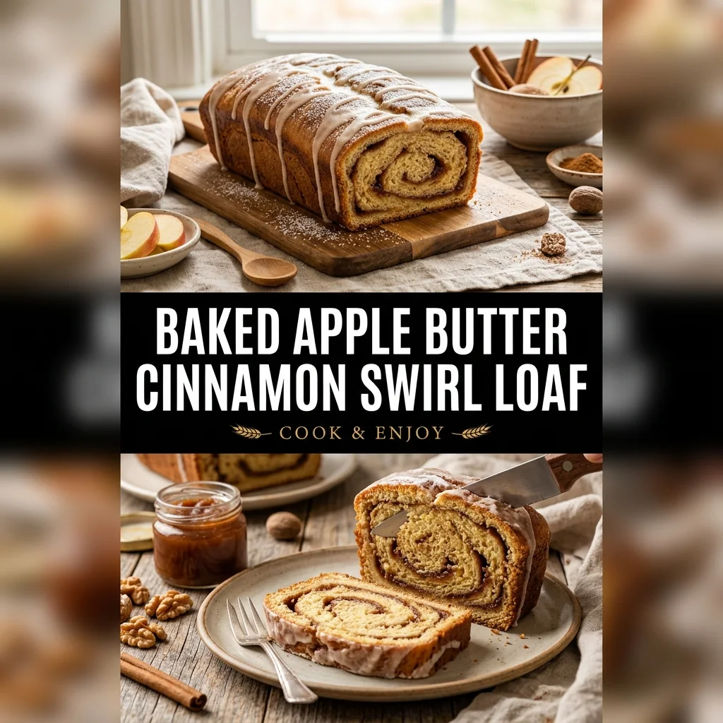Baked Apple Butter Cinnamon Swirl Loaf food illustration
