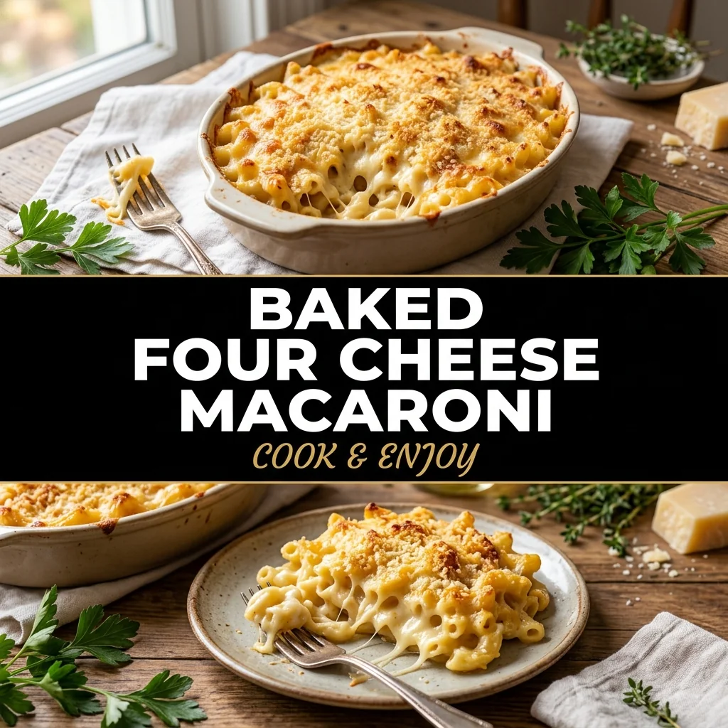 Baked Four Cheese Macaroni recipe poster