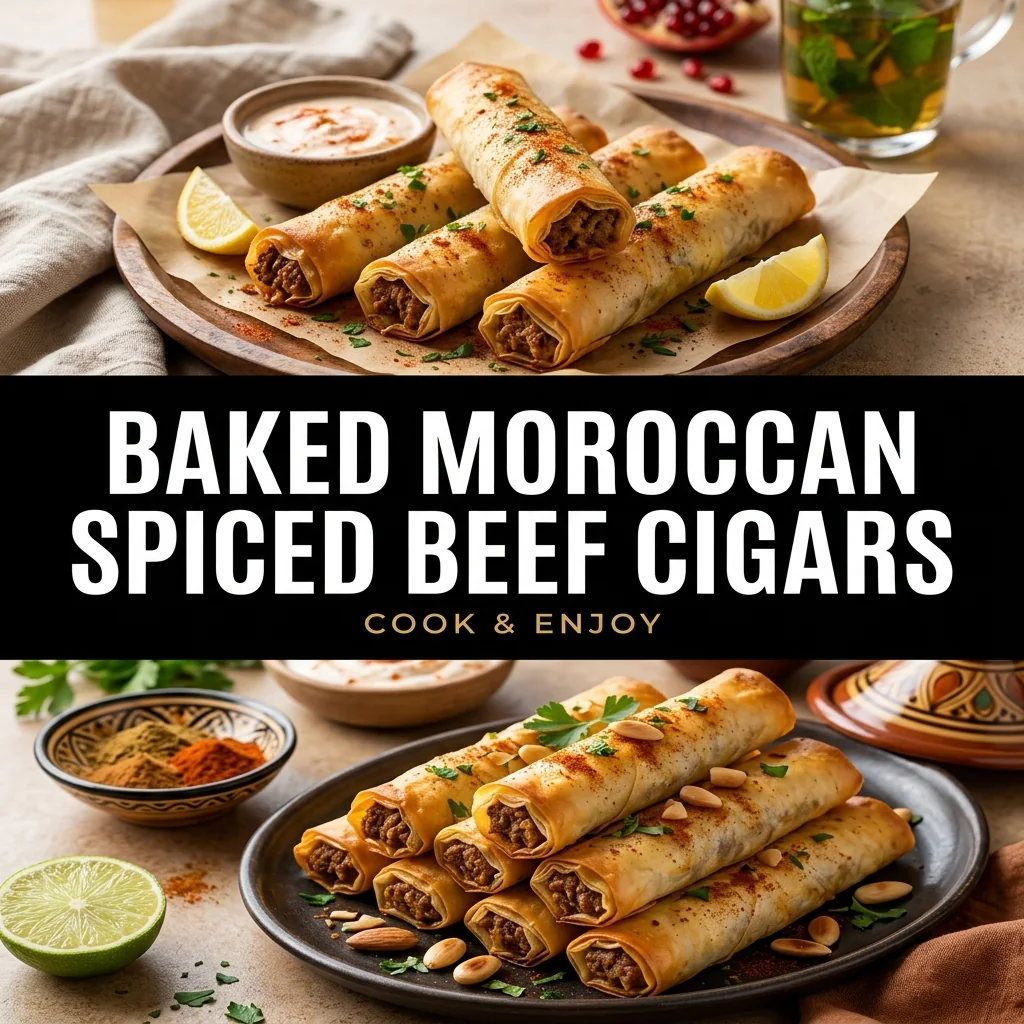 Baked Moroccan Spiced Beef Cigars food illustration