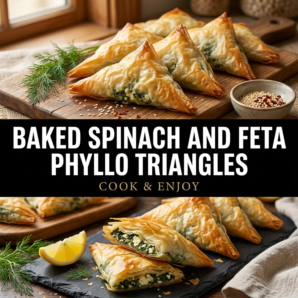 Baked Spinach and Feta Phyllo Triangles food illustration