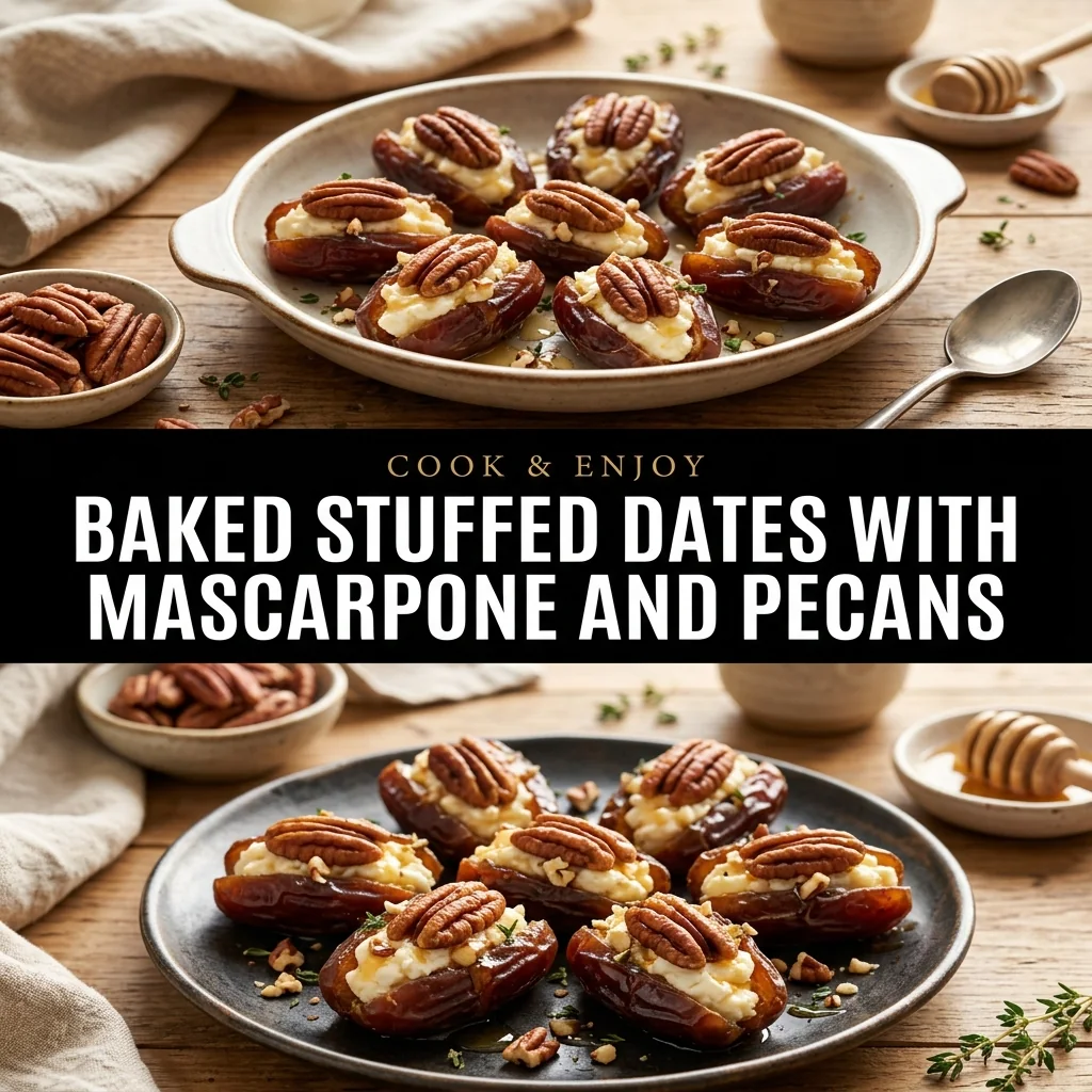 Baked Stuffed Dates with Mascarpone and Pecans food illustration