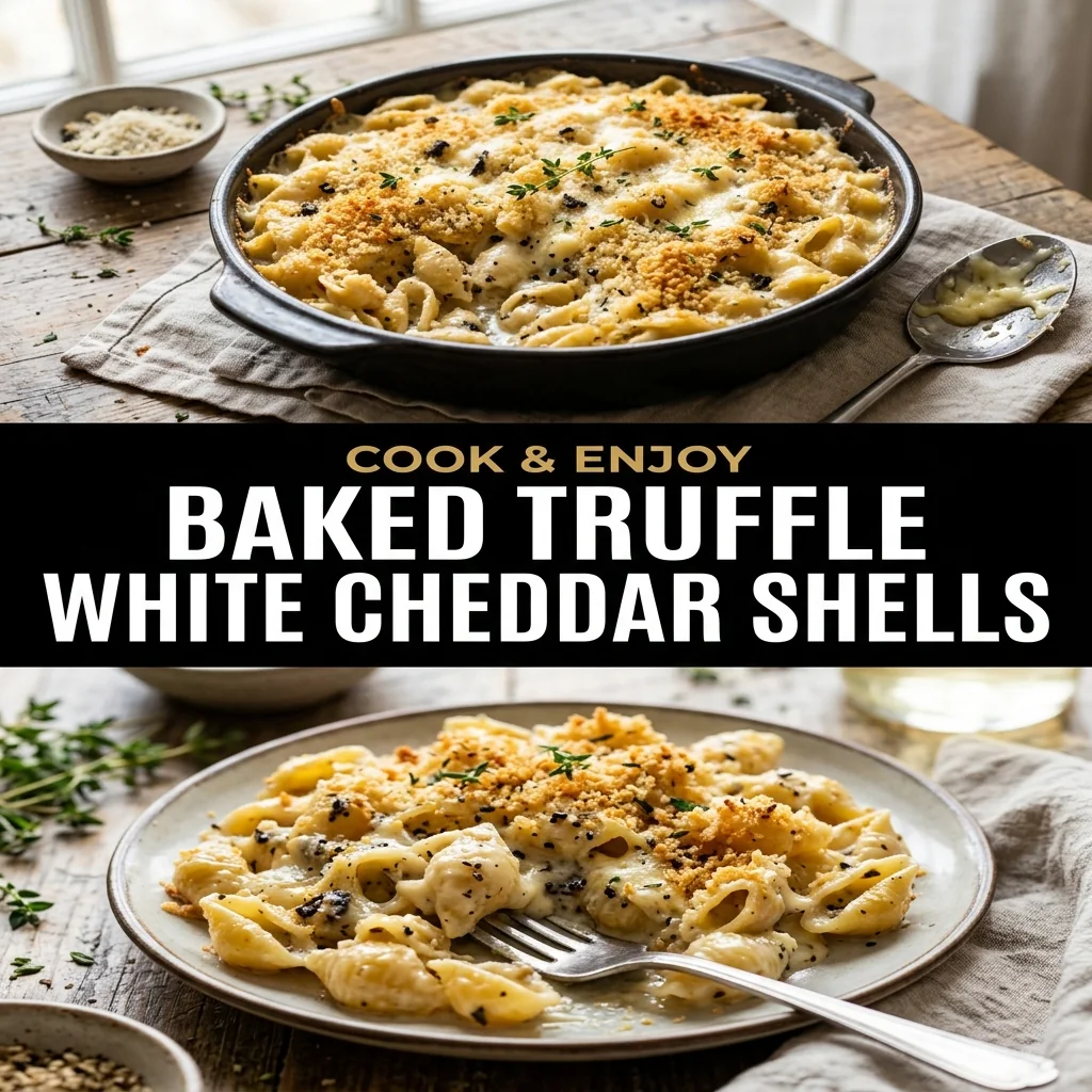 Baked Truffle White Cheddar Shells food illustration