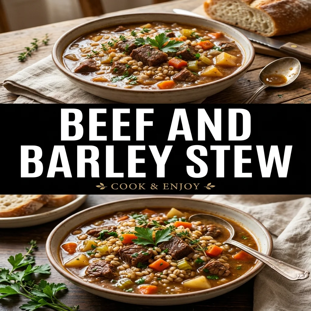 Beef and Barley Stew recipe poster