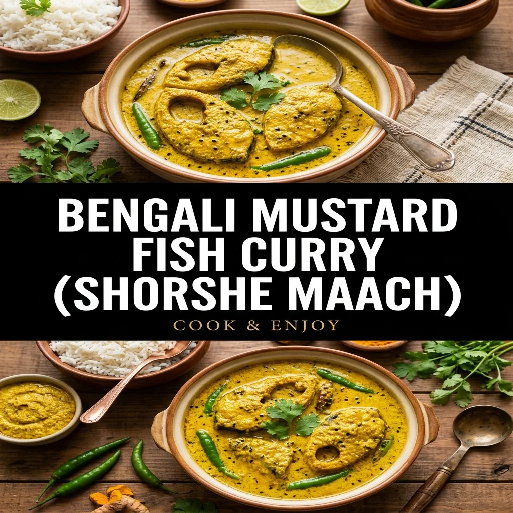 Bengali Mustard Fish Curry (Shorshe Maach) food illustration