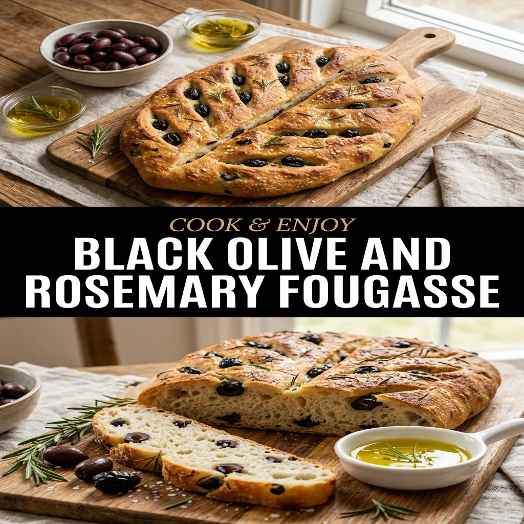 Black Olive and Rosemary Fougasse food illustration