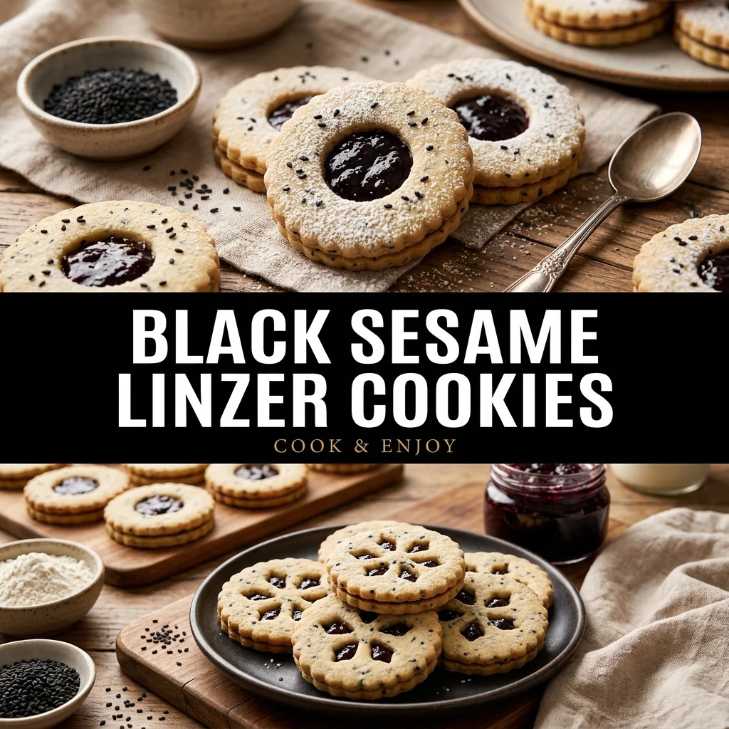 Black Sesame Linzer Cookies food illustration