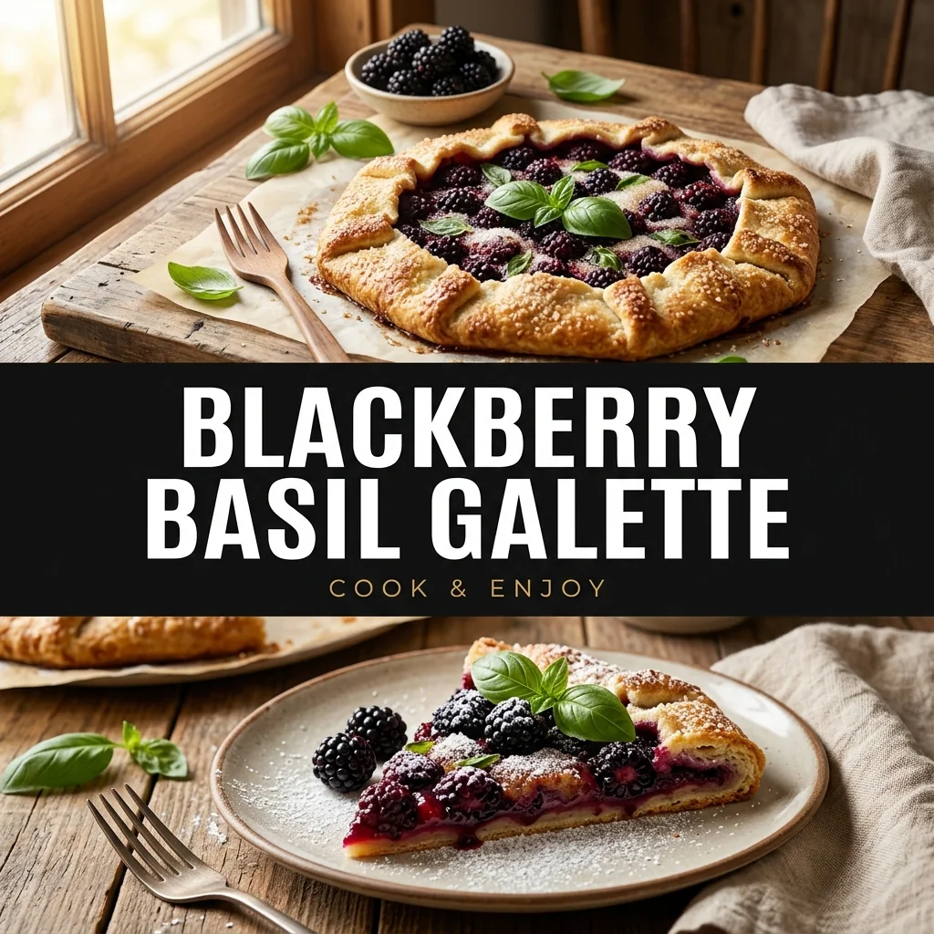 Blackberry Basil Galette food illustration