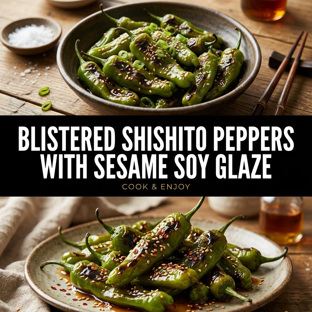 Blistered Shishito Peppers with Sesame Soy Glaze food illustration