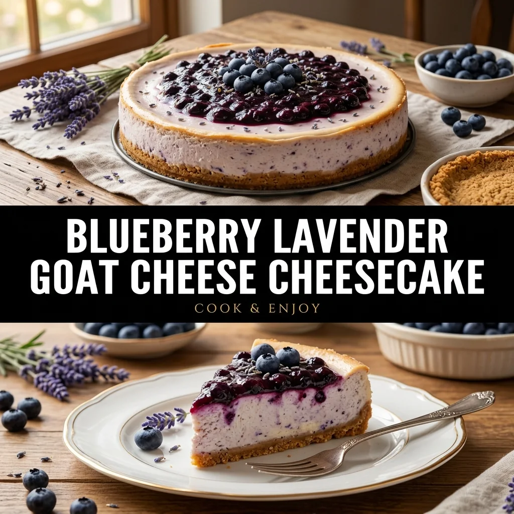 Blueberry Lavender Goat Cheese Cheesecake food illustration