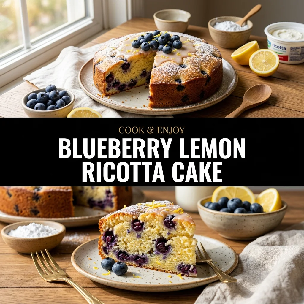 Blueberry Lemon Ricotta Cake food illustration