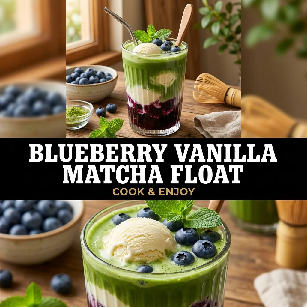 Blueberry Vanilla Matcha Float food illustration