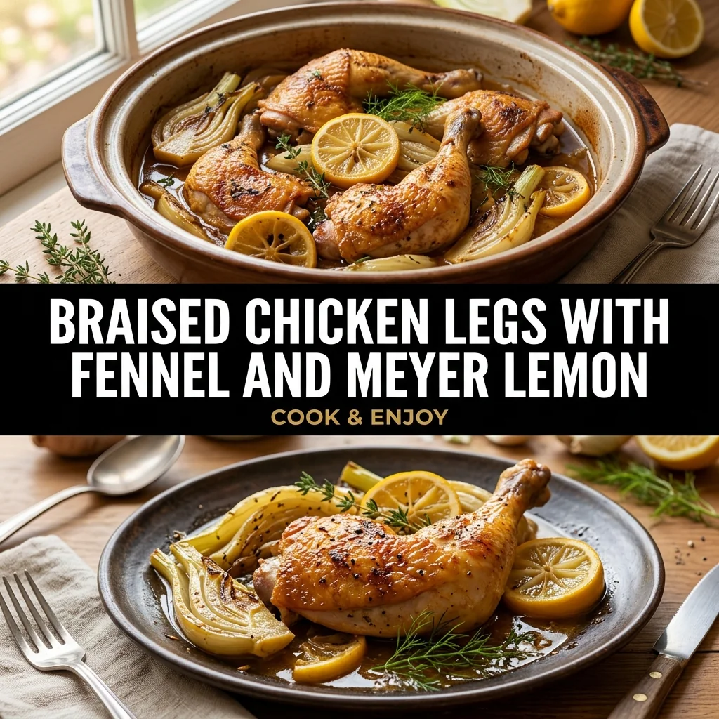 Braised Chicken Legs with Fennel and Meyer Lemon food illustration