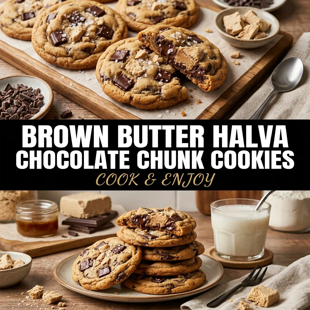 Brown Butter Halva Chocolate Chunk Cookies food illustration