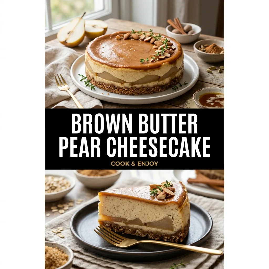 Brown Butter Pear Cheesecake food illustration
