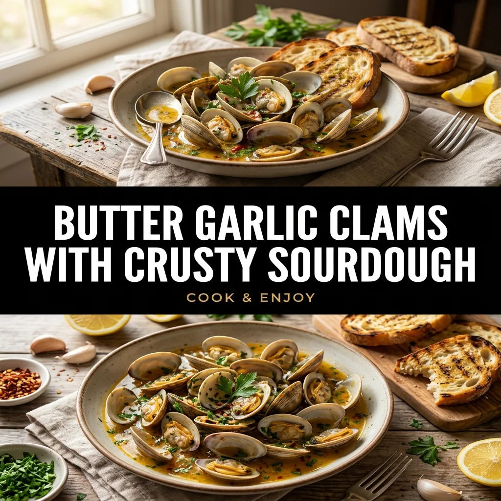 Butter Garlic Clams with Crusty Sourdough food illustration