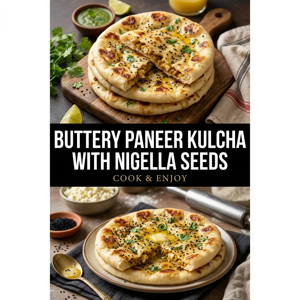 Buttery Paneer Kulcha with Nigella Seeds food illustration