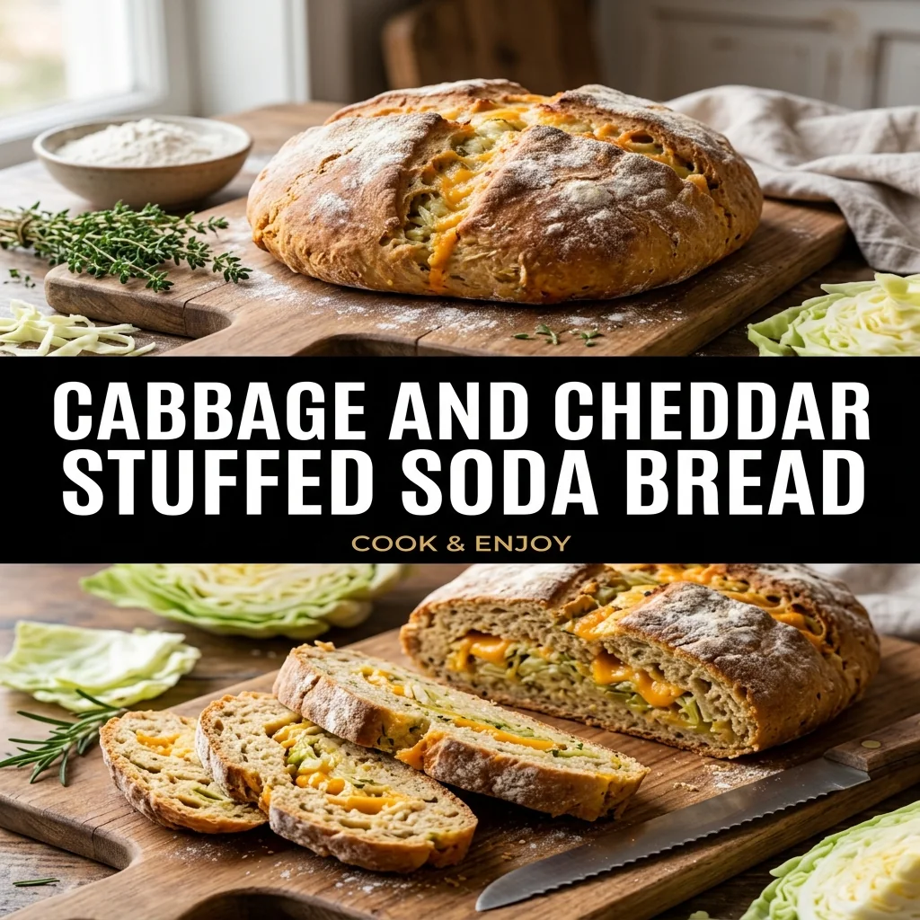 Cabbage and Cheddar Stuffed Soda Bread food illustration