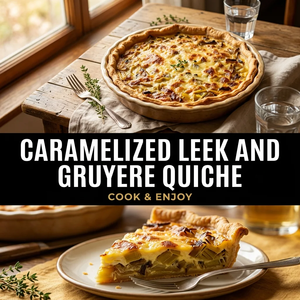 Caramelized Leek and Gruyere Quiche food illustration