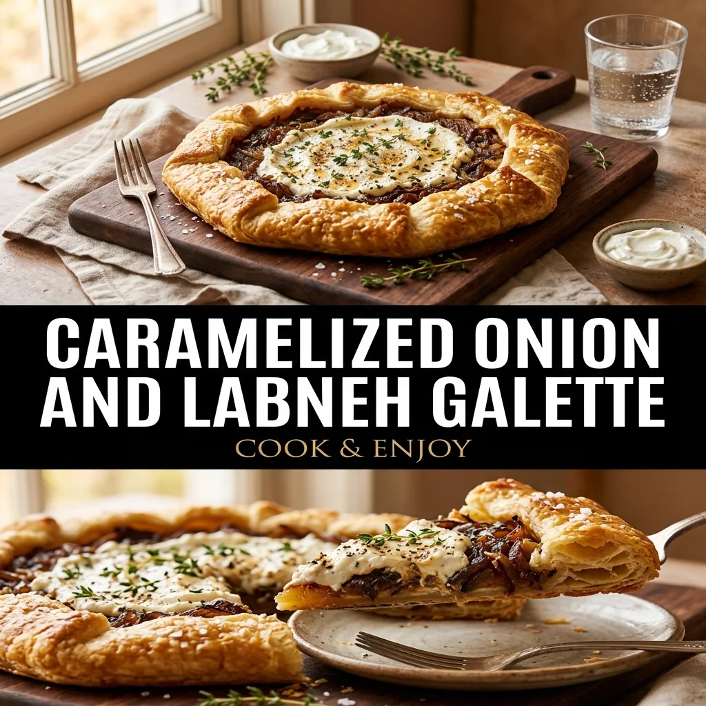 Caramelized Onion and Labneh Galette food illustration