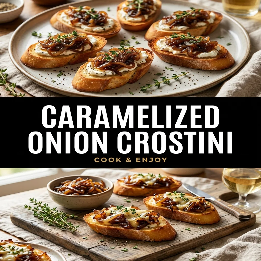 Caramelized Onion Crostini recipe poster