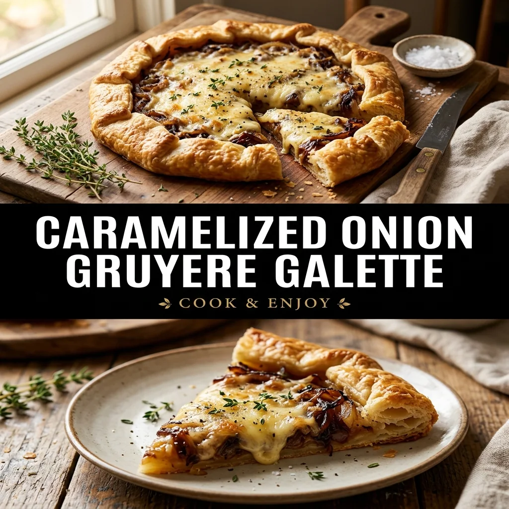 Caramelized Onion Gruyere Galette recipe poster