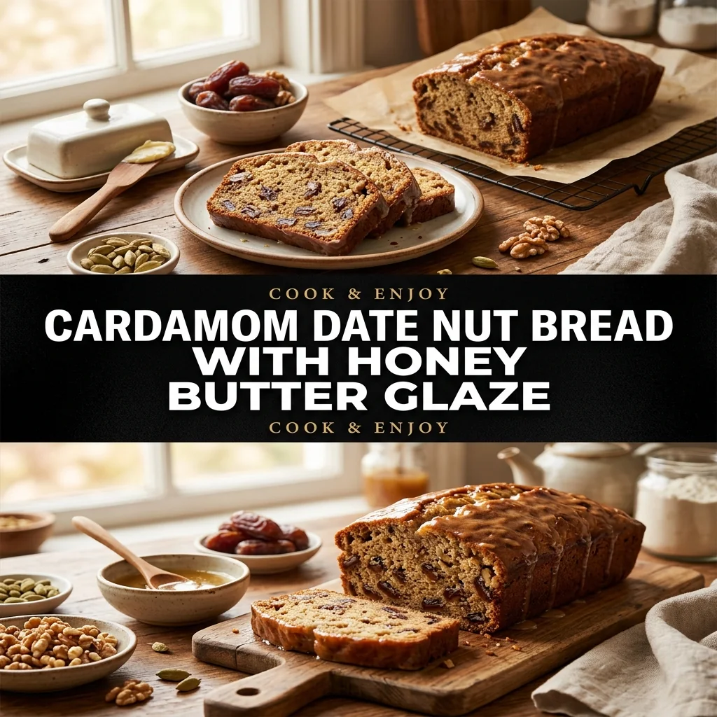 Cardamom Date Nut Bread with Honey Butter Glaze food illustration