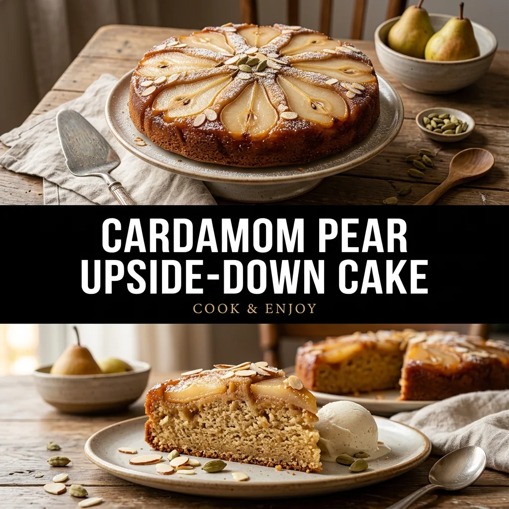Cardamom Pear Upside-Down Cake food illustration