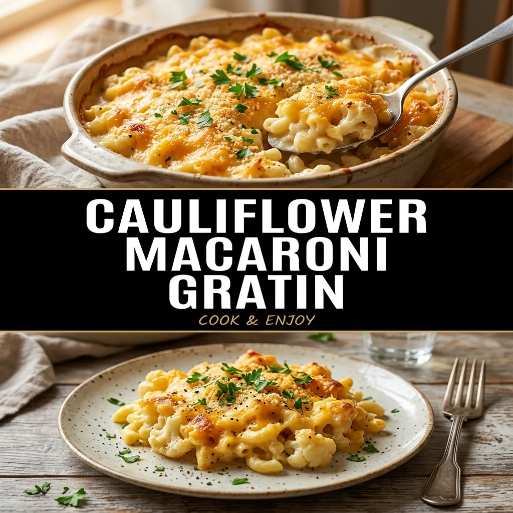 Cauliflower Macaroni Gratin food illustration