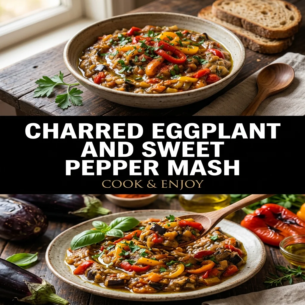 Charred Eggplant and Sweet Pepper Mash food illustration