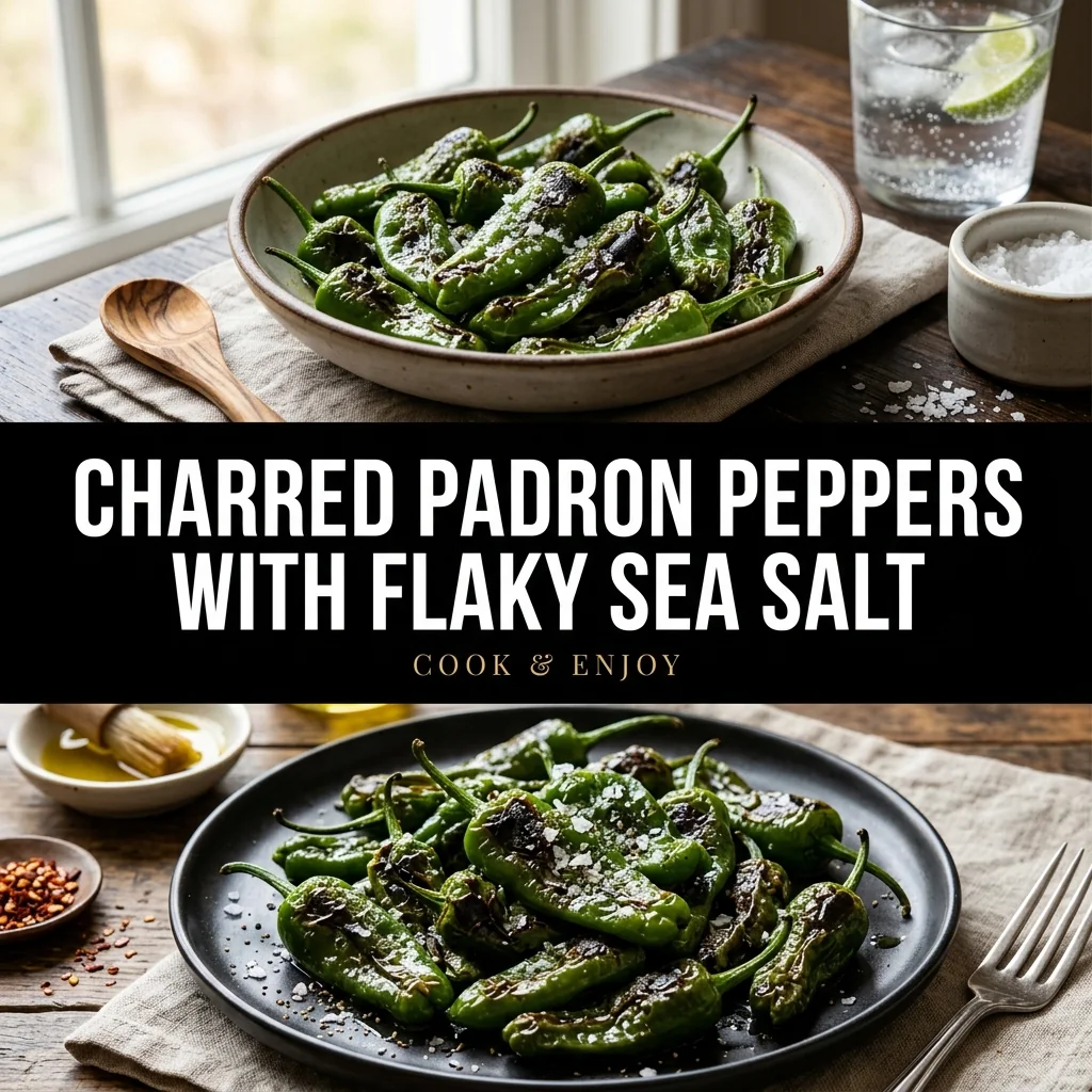 Charred Padron Peppers with Flaky Sea Salt food illustration