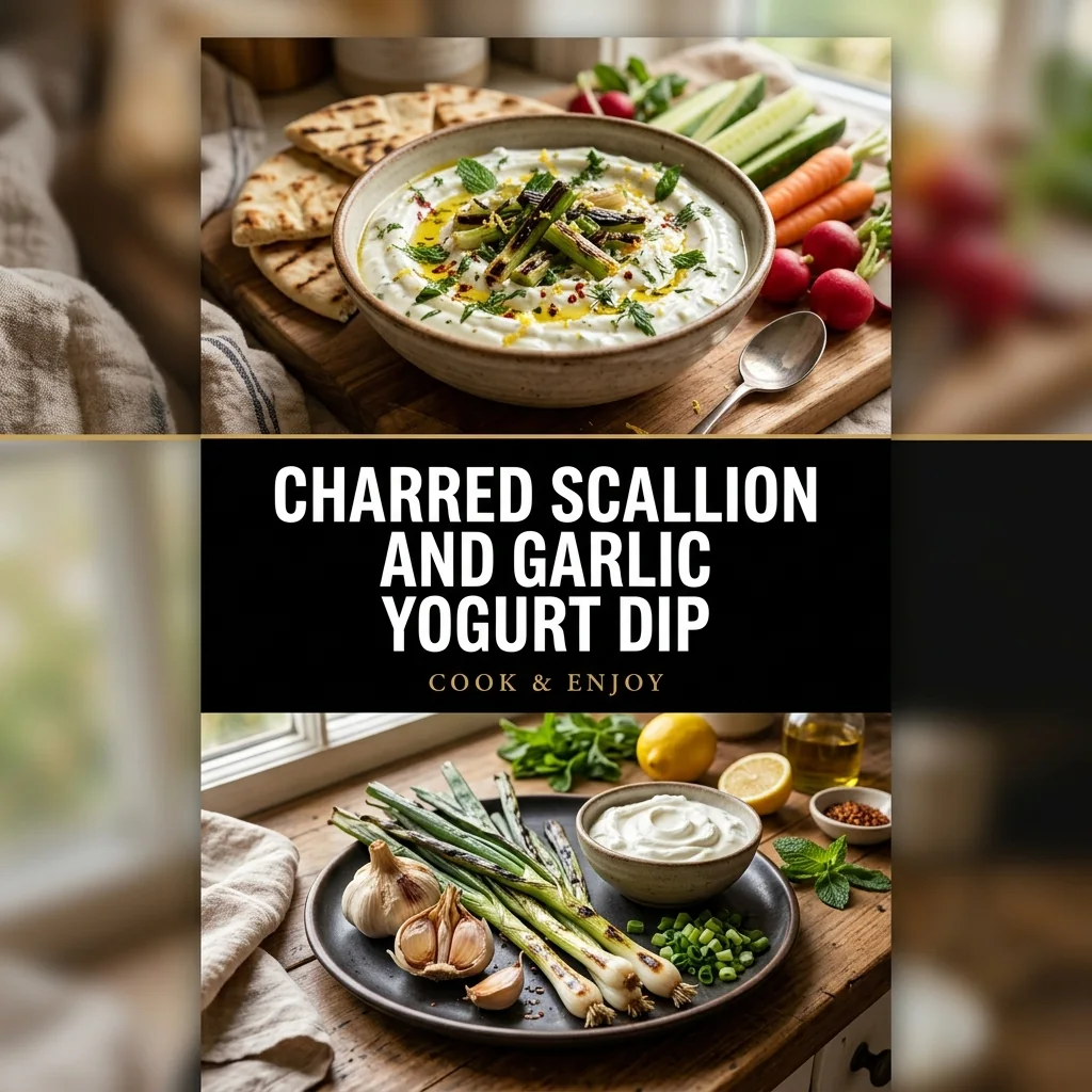 Charred Scallion and Garlic Yogurt Dip food illustration